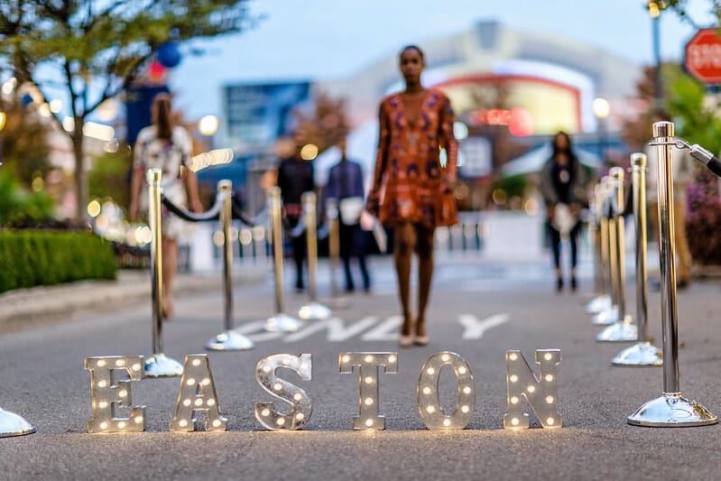 A model walking down the catwalk at Easton Fashion Night.