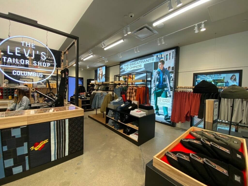 Interior of Levi's store at Easton Town Center.