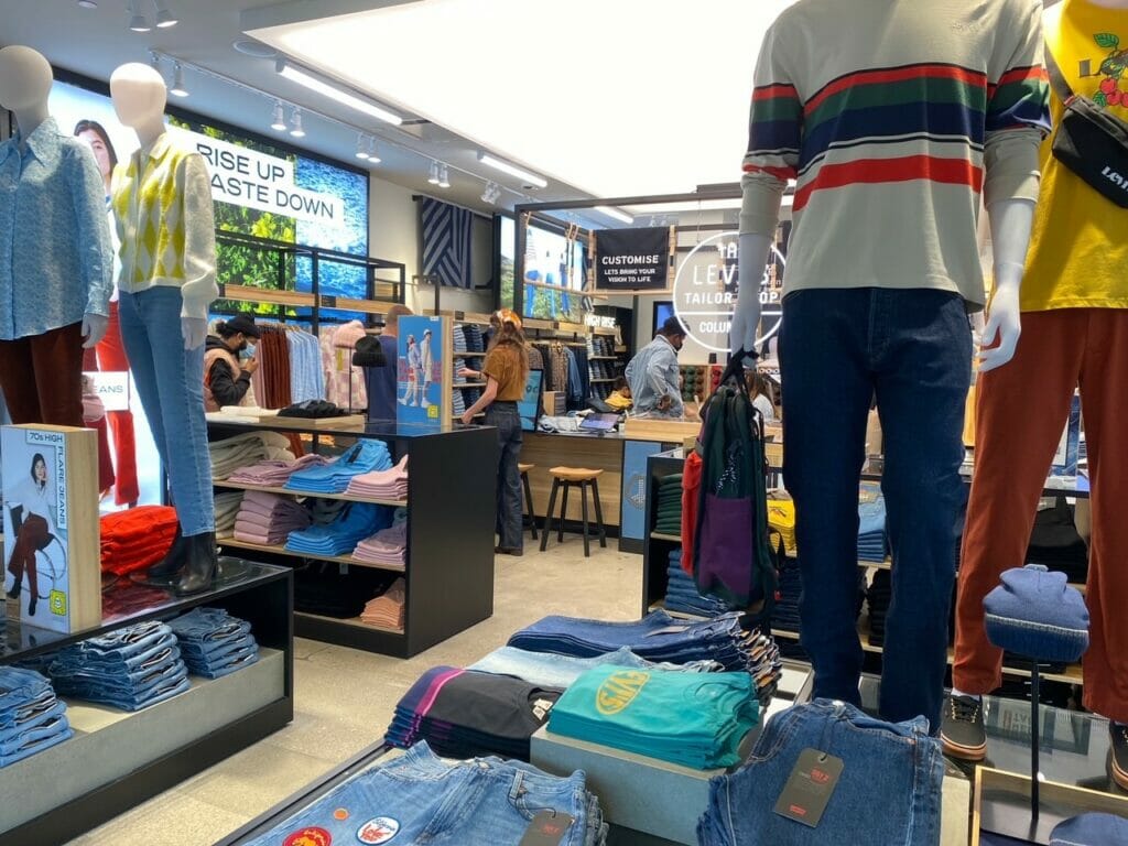 Interior of Levi's store at Easton Town Center.