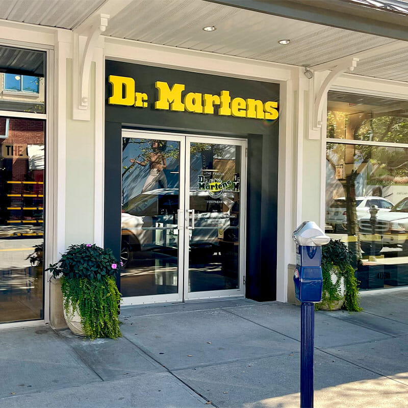 Exterior of Dr. Martens, a boot and shoe store at Easton.