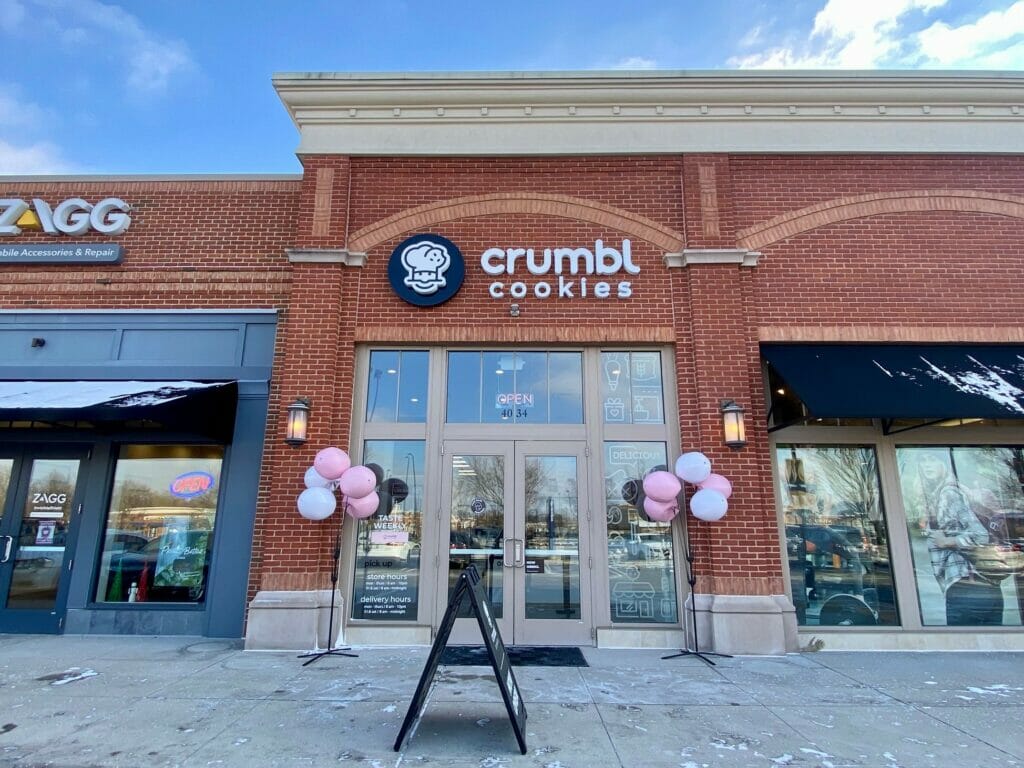 The exterior of Crumbl Cookies, a cookie shop at Easton Town Center.