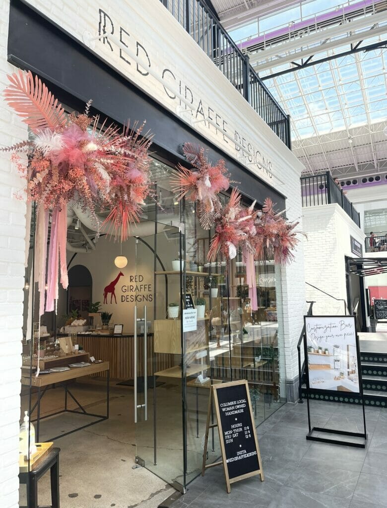 Interior of Red Giraffe Designs, a jewelry store at Easton.