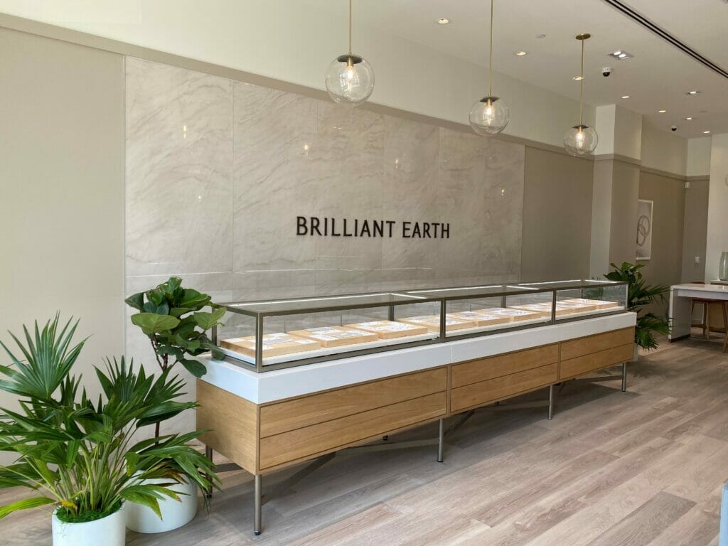 Interior of Brilliant Earth, a jewelry store at Easton Town Center