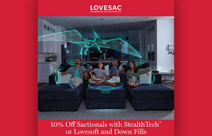 10% off Sactionals with StealthTech or Lovesoft and Down Fills at Lovesac.