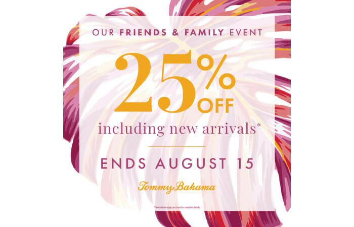 25 percent off including new arrivals. ends august 15