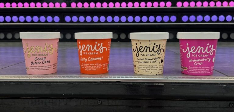 Jeni's Ice cream pints on the grand staircase at Easton.