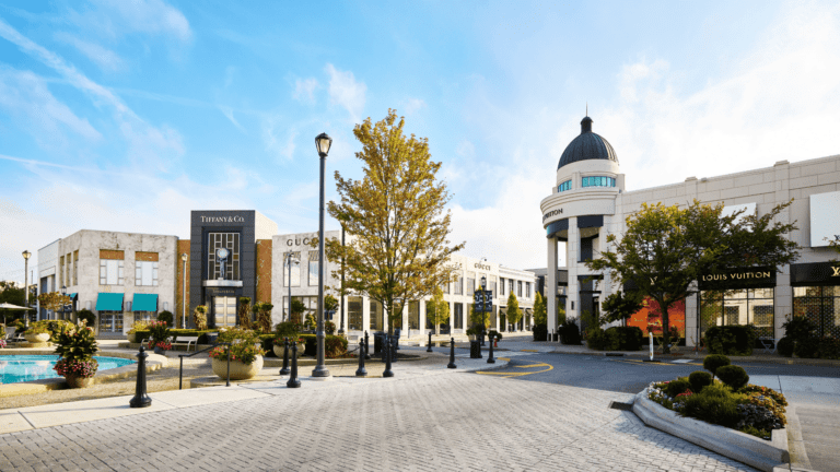 The Tiffany's, Gucci, and Louis Vuitton stores at Easton Town Center.