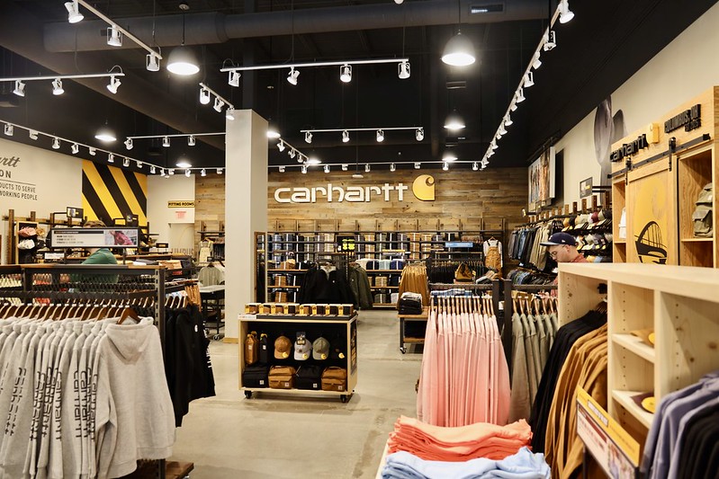 Interior of the Carhartt store at Easton Gateway.