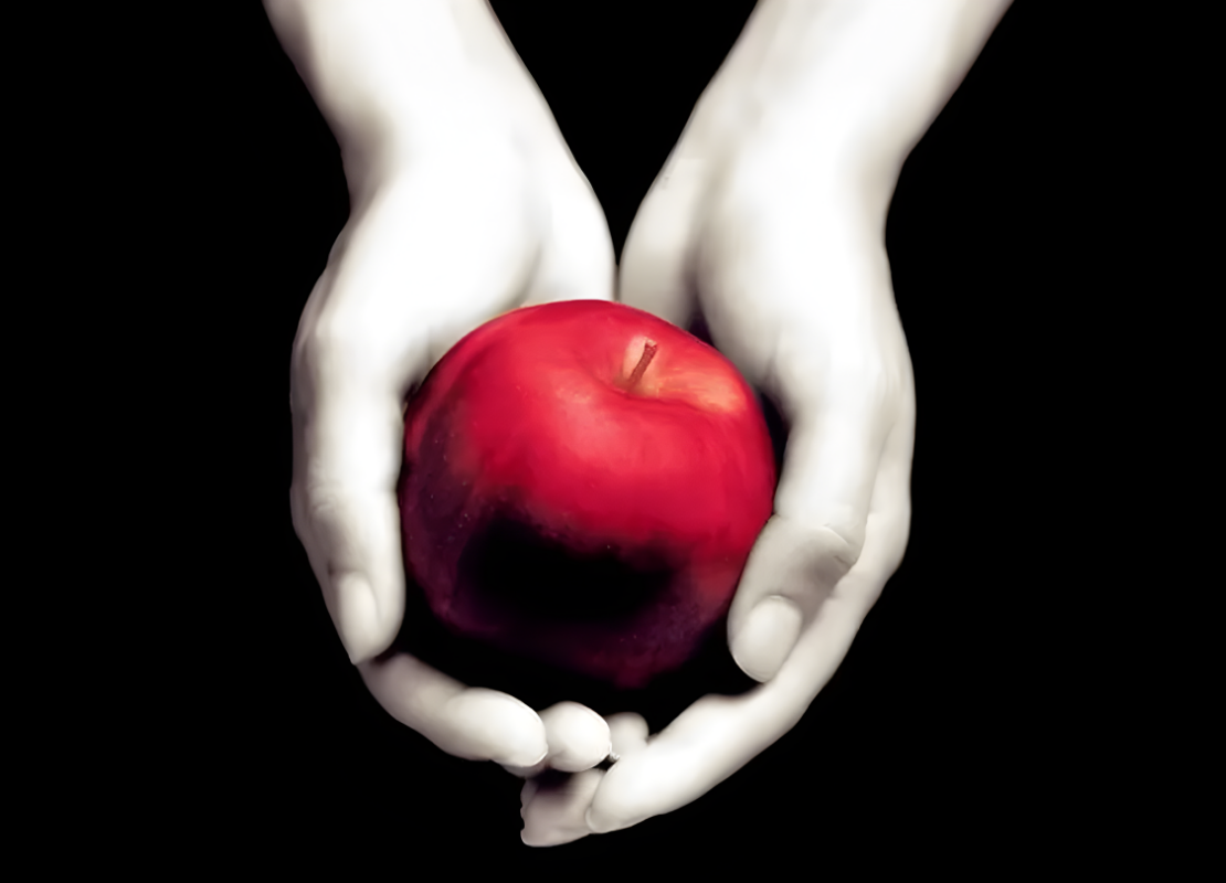Hands holding an apple