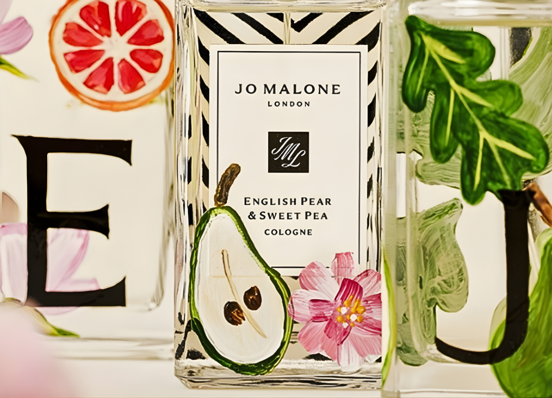 Painted english pear and sweet pea Jo Malone London perfume bottle