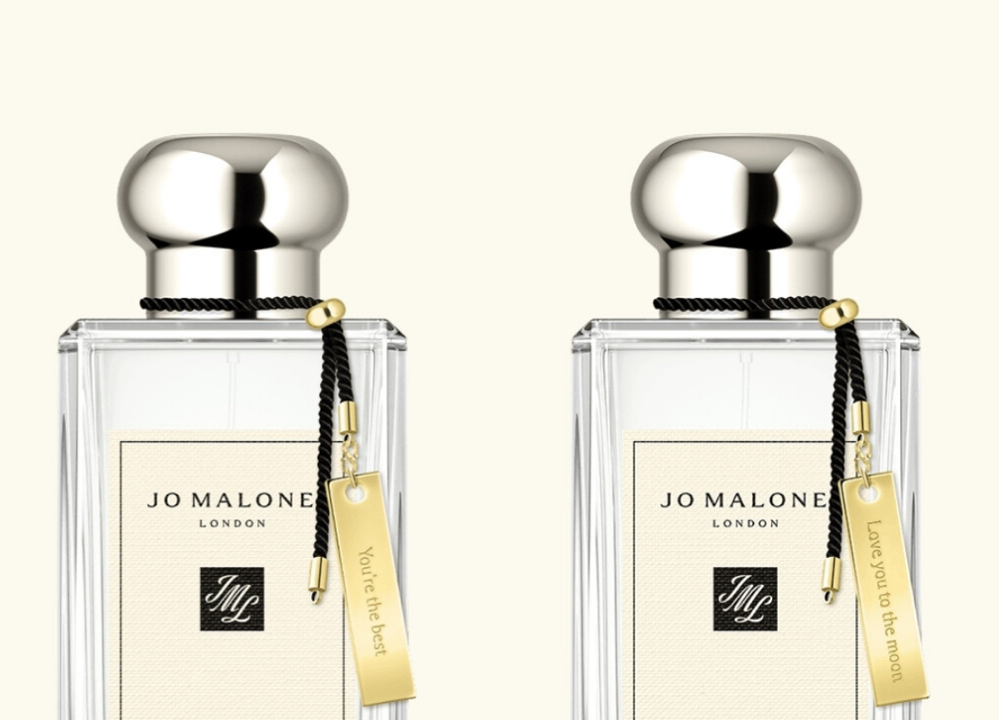 To Jo Malone London perfume bottles with message charms.