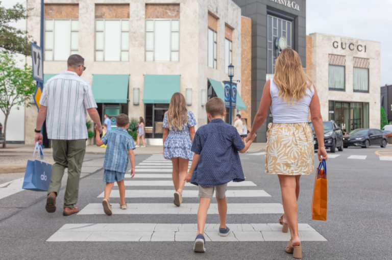 Family walking in Easton